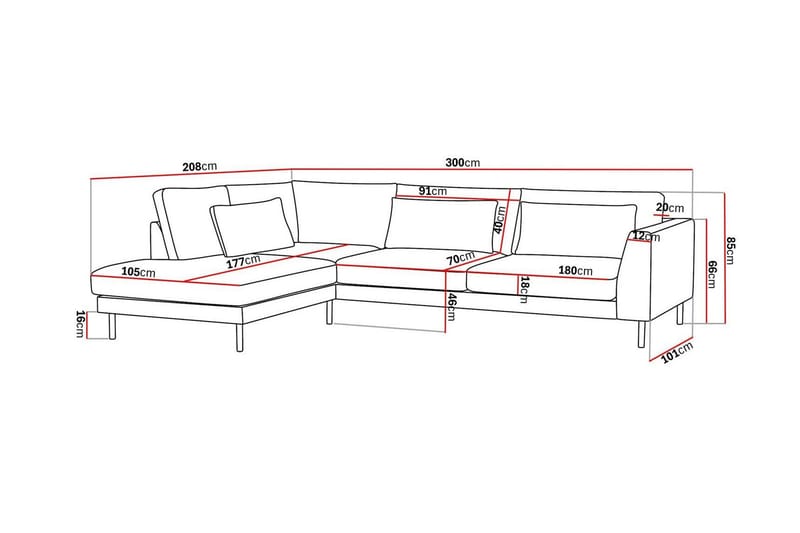 Florenz 4-seters Venstrevendt L-formet Sjeselongsofa i Chenille - Lys grå - Møbler - Sofaer - Sofa med sjeselong - 4 seters sofa med divan