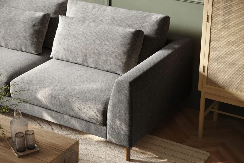 Florenz 4-seters Venstrevendt L-formet Sjeselongsofa i Chenille - Lysegrå - Møbler - Sofaer - Sofa med sjeselong