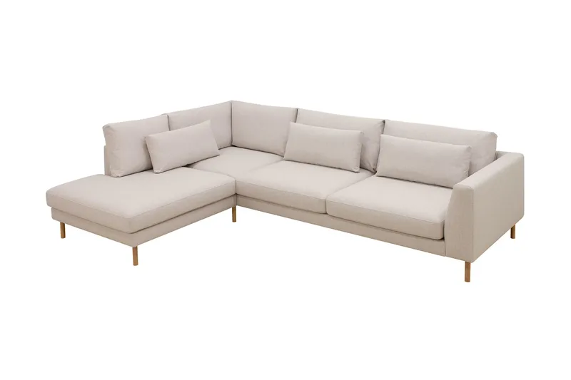 Florenz 4-seters Venstrevendt L-formet Sjeselongsofa i Stoff - Beige - Møbler - Sofaer - Sofa med sjeselong - 4 seters sofa med divan