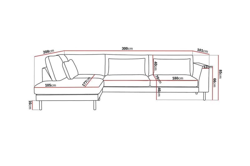 Florenz 4-seters Venstrevendt L-formet Sjeselongsofa i Stoff - Beige - Møbler - Sofaer - Sofa med sjeselong