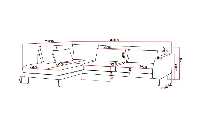 Florenz 4-seters Venstrevendt L-formet Sjeselongsofa i Stoff - Beige - Møbler - Sofaer - Sofa med sjeselong - 4 seters sofa med divan