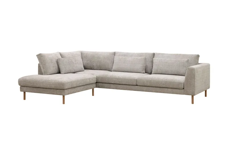 Florenz 4-seters Venstrevendt L-formet Sjeselongsofa i Stoff - Grå / Beige - Møbler - Sofaer - Sofa med sjeselong - 4 seters sofa med divan