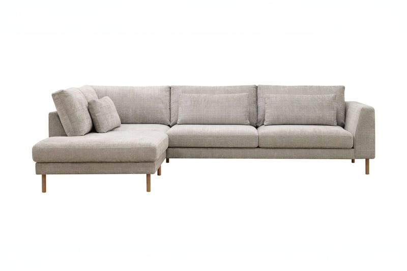 Florenz 4-seters Venstrevendt L-formet Sjeselongsofa i Stoff, Grå / Beige