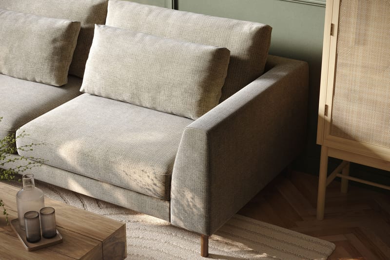 Florenz 4-seters Venstrevendt L-formet Sjeselongsofa i Stoff - Grå / Beige - Møbler - Sofaer - Sofa med sjeselong