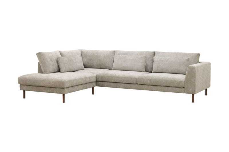 Florenz 4-seters Venstrevendt L-formet Sjeselongsofa i Stoff - Grå / Beige - Møbler - Sofaer - Sofa med sjeselong