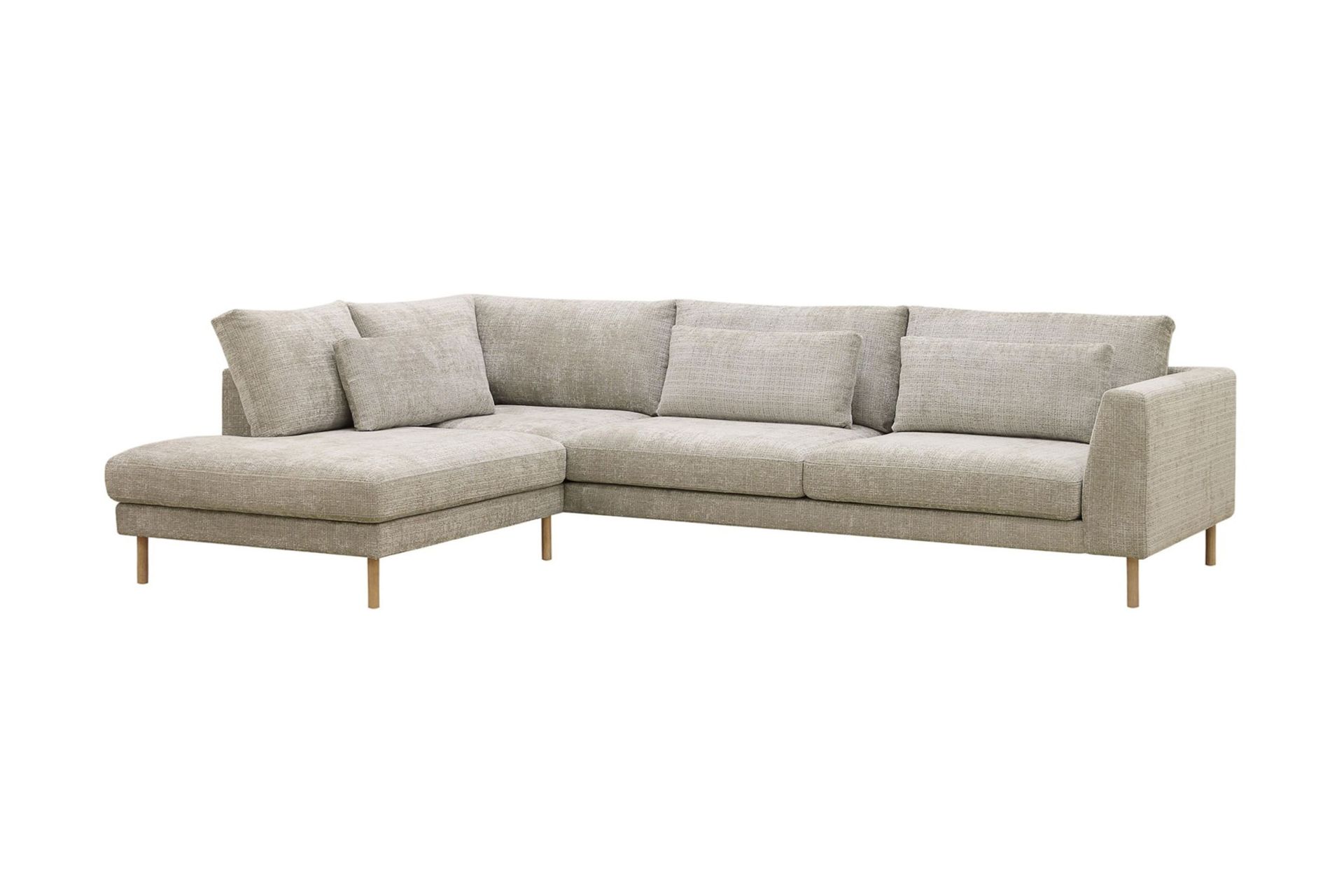 Florenz 4-seters Venstrevendt L-formet Sjeselongsofa i Stoff - Grå / Beige - Møbler - Sofaer - Sofa med sjeselong