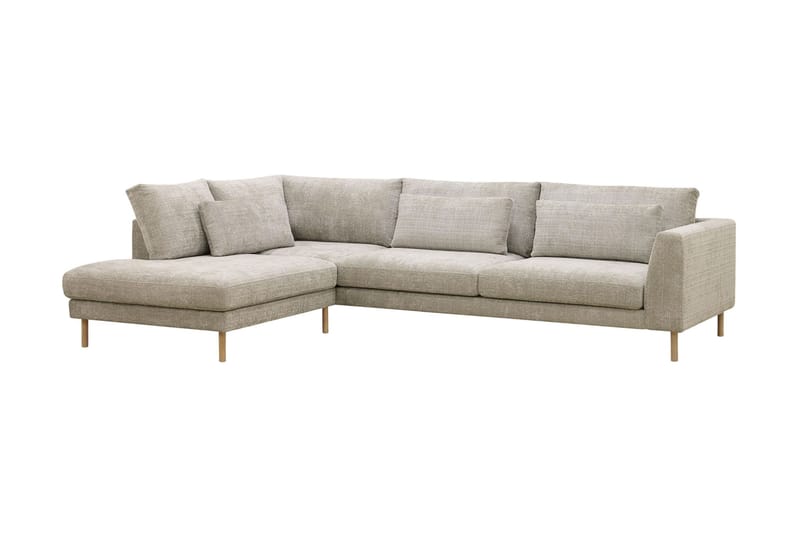 Florenz 4-seters Venstrevendt L-formet Sjeselongsofa i Stoff - Grå / Beige - Møbler - Sofaer - Sofa med sjeselong