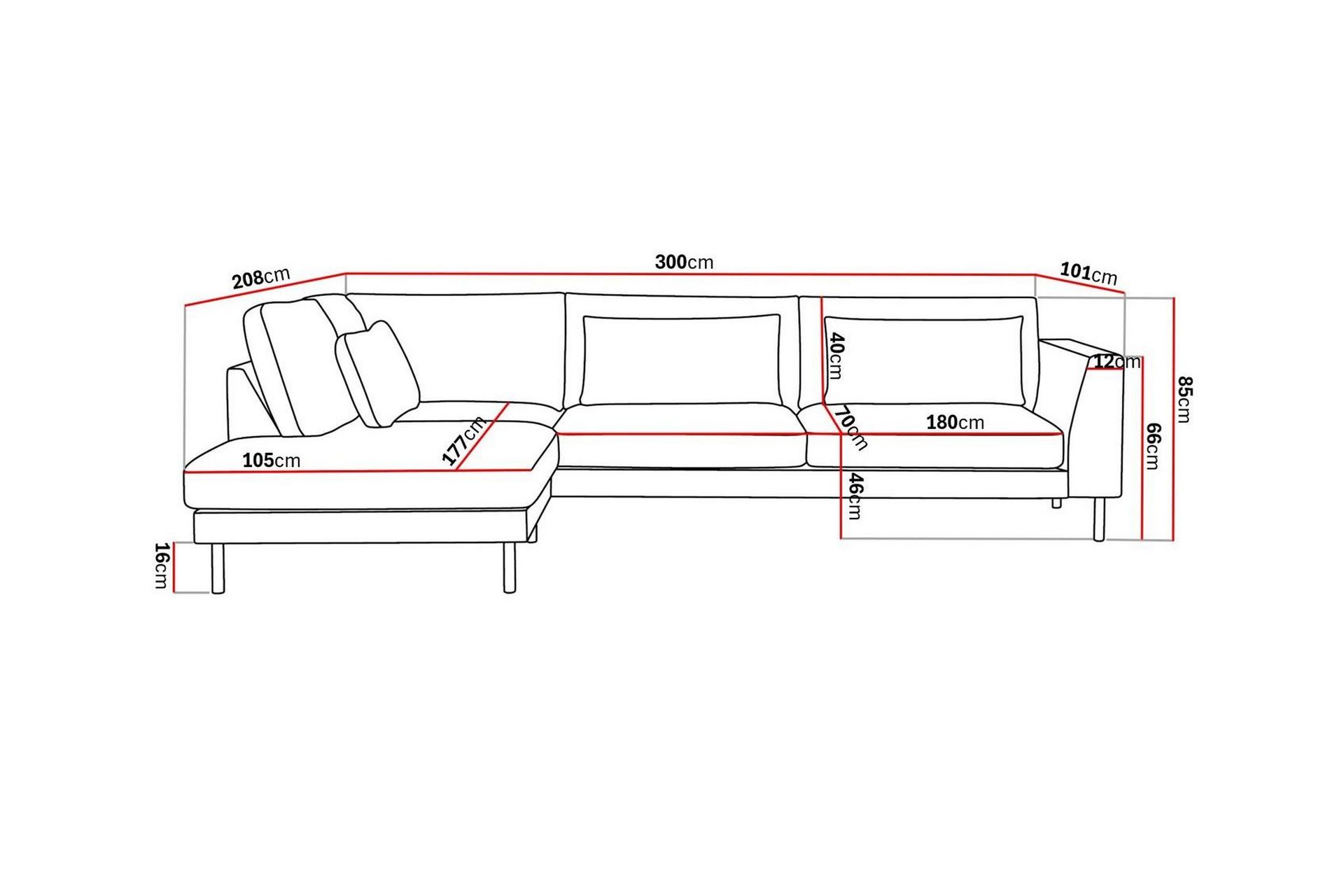 Florenz 4-seters Venstrevendt L-formet Sjeselongsofa i Stoff - Grå / Beige - Møbler - Sofaer - Sofa med sjeselong