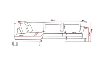 Florenz 4-seters Venstrevendt L-formet Sjeselongsofa i Stoff - Grå / Beige - Møbler - Sofaer - Sofa med sjeselong