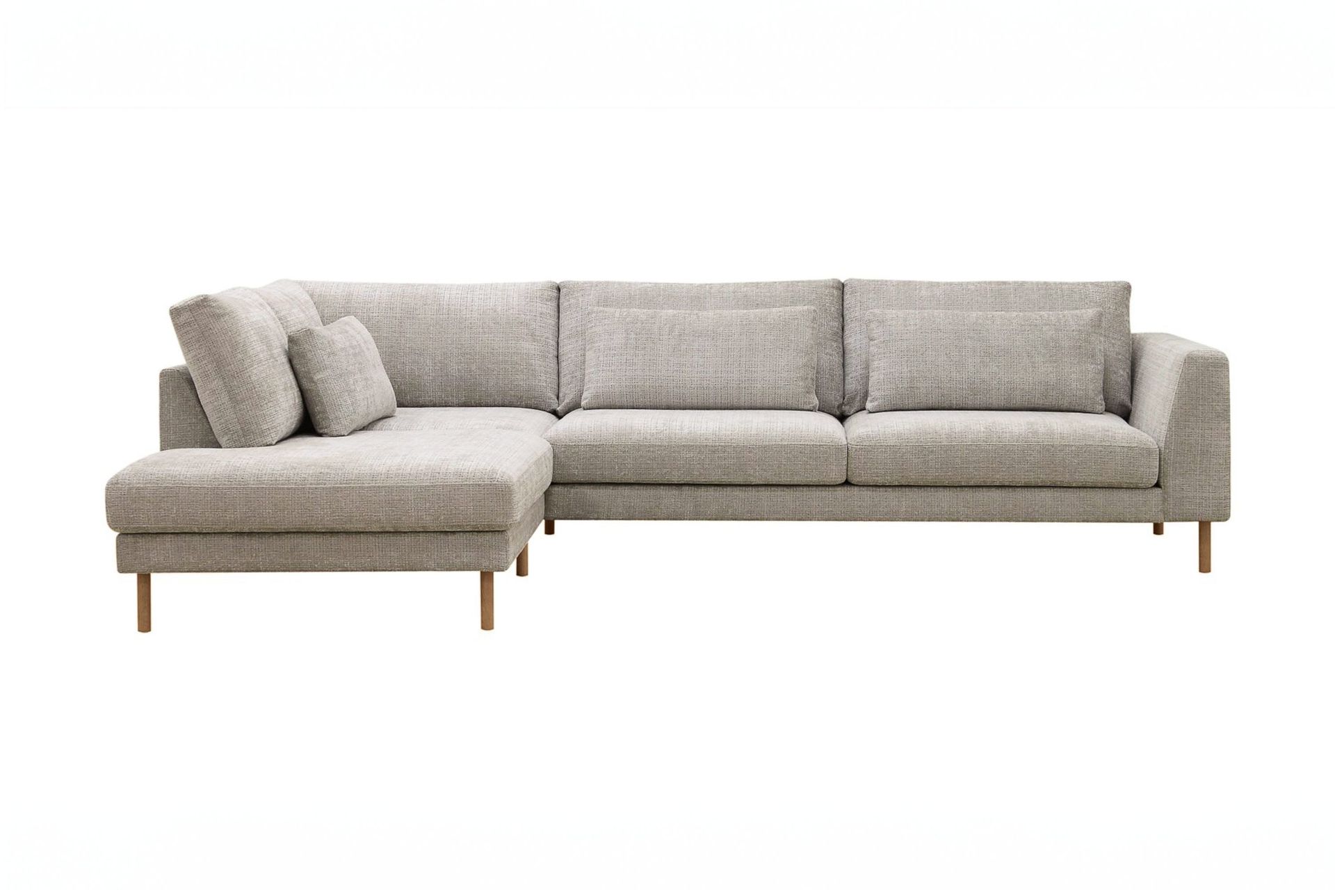 Florenz 4-seters Venstrevendt L-formet Sjeselongsofa i Stoff - Grå/Beige