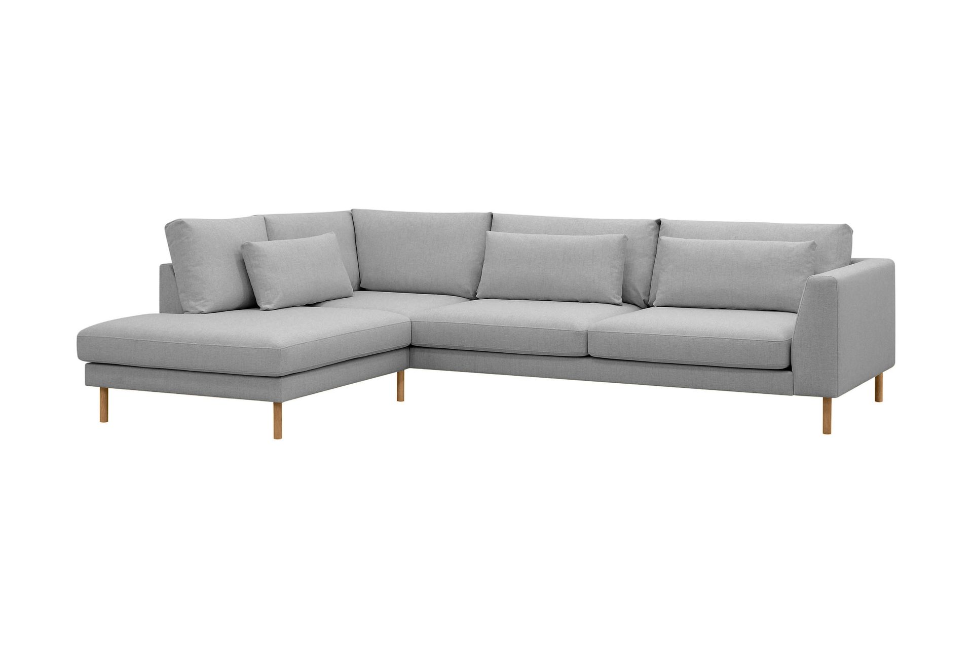 Florenz 4-seters Venstrevendt L-formet Sjeselongsofa i Stoff - Lys grå - Møbler - Sofaer - Sofa med sjeselong