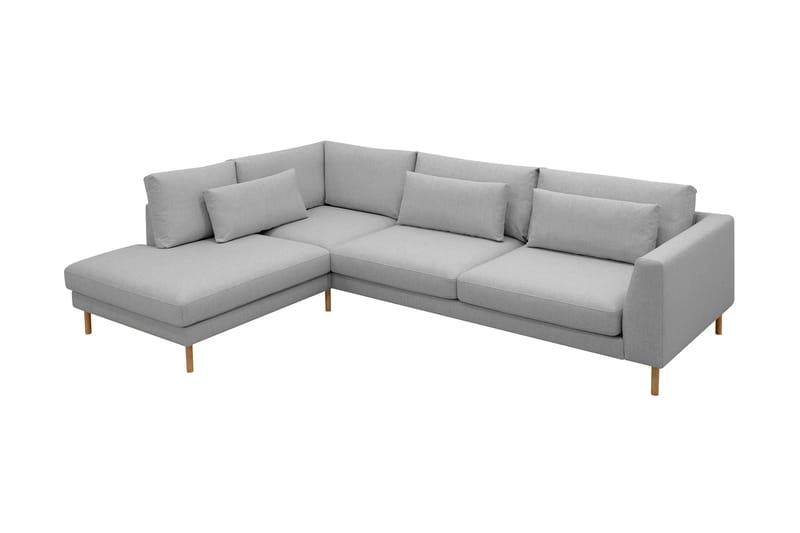 Florenz 4-seters Venstrevendt L-formet Sjeselongsofa i Stoff - Lys grå - Møbler - Sofaer - Sofa med sjeselong