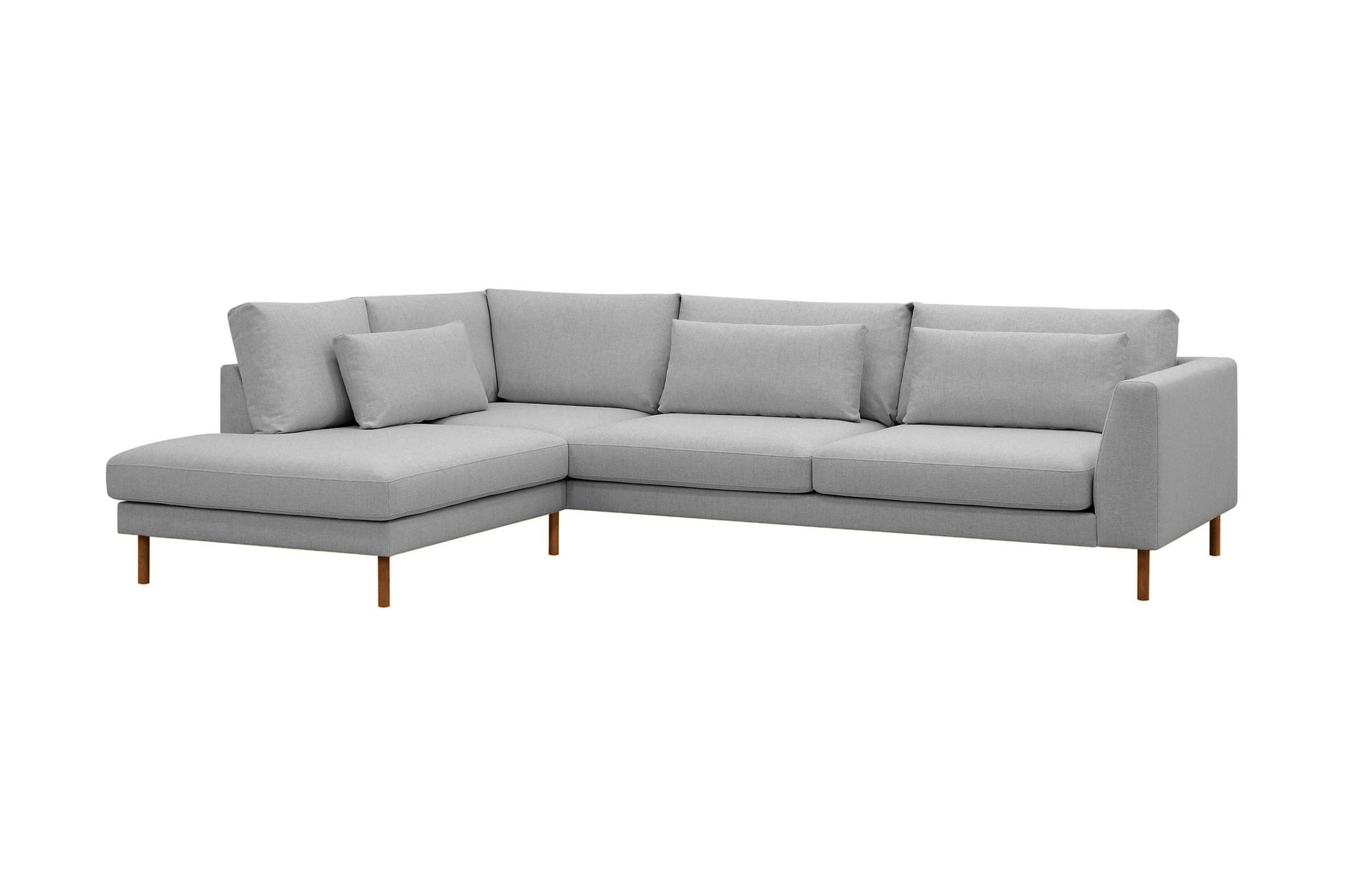 Florenz 4-seters Venstrevendt L-formet Sjeselongsofa i Stoff - Lys grå - Møbler - Sofaer - Sofa med sjeselong