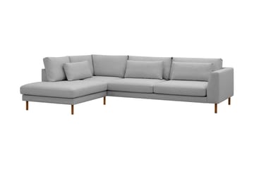 Florenz 4-seters Venstrevendt L-formet Sjeselongsofa i Stoff - Lys grå - Møbler - Sofaer - Sofa med sjeselong