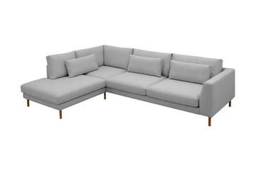 Florenz 4-seters Venstrevendt L-formet Sjeselongsofa i Stoff - Lys grå - Møbler - Sofaer - Sofa med sjeselong
