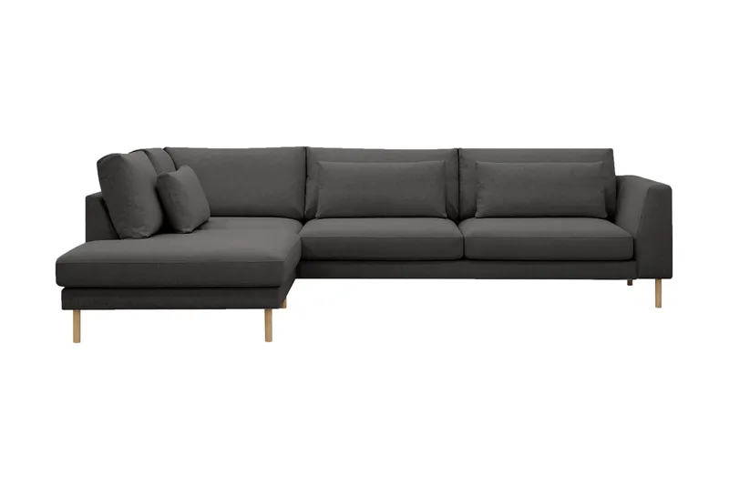 Florenz 4-seters Venstrevendt L-formet Sjeselongsofa i Stoff - Mørk grå - Møbler - Sofaer - Sofa med sjeselong - 4 seters sofa med divan
