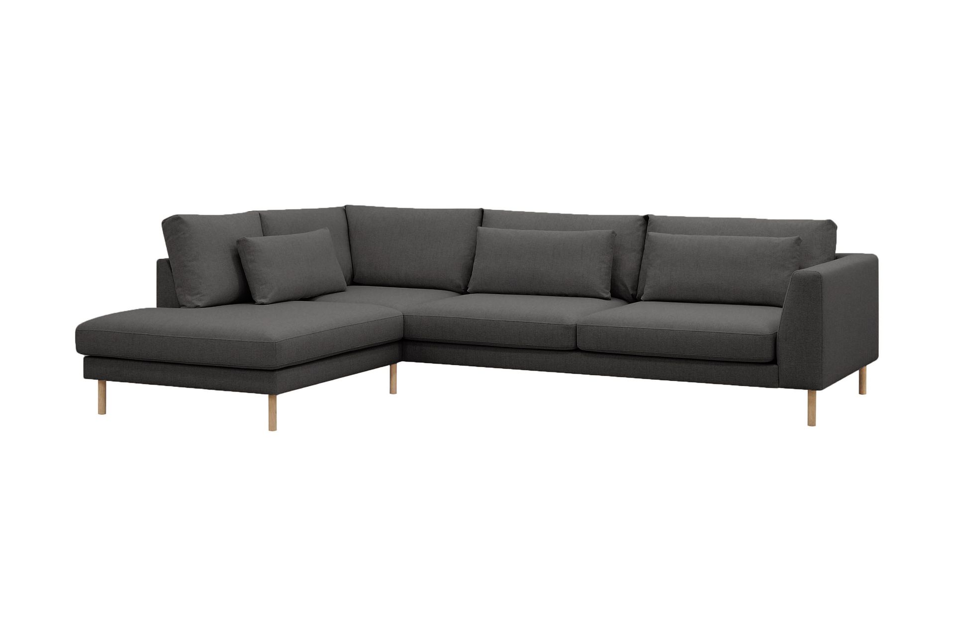 Florenz 4-seters Venstrevendt L-formet Sjeselongsofa i Stoff - Mørk grå - Møbler - Sofaer - Sofa med sjeselong