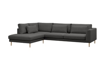 Florenz 4-seters Venstrevendt L-formet Sjeselongsofa i Stoff - Mørk grå - Møbler - Sofaer - Sofa med sjeselong