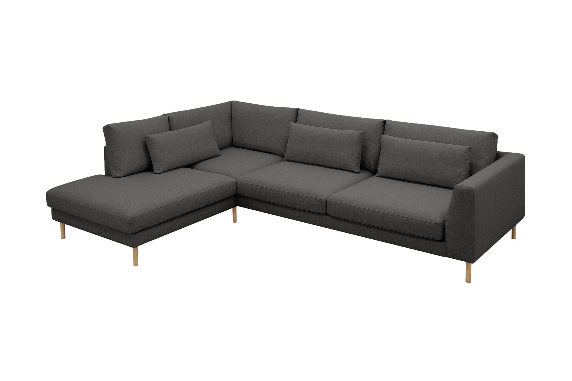 Florenz 4-seters Venstrevendt L-formet Sjeselongsofa i Stoff - Mørk grå - Møbler - Sofaer - Sofa med sjeselong