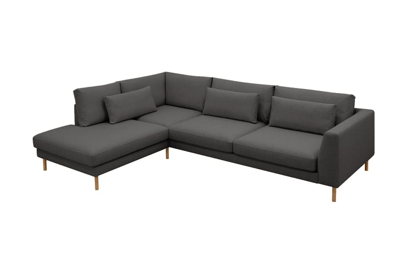 Florenz 4-seters Venstrevendt L-formet Sjeselongsofa i Stoff - Mørk grå - Møbler - Sofaer - Sofa med sjeselong