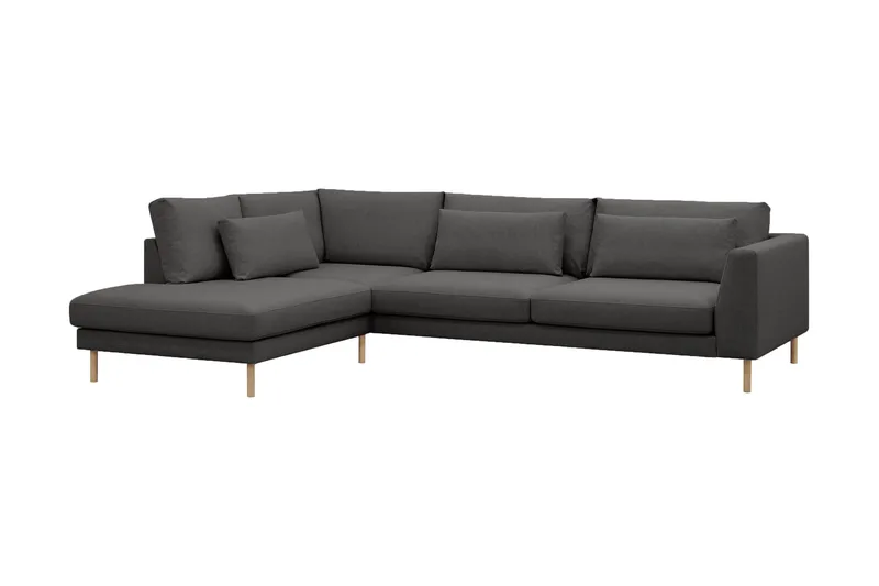 Florenz 4-seters Venstrevendt L-formet Sjeselongsofa i Stoff - Mørk grå - Møbler - Sofaer - Sofa med sjeselong - 4 seters sofa med divan