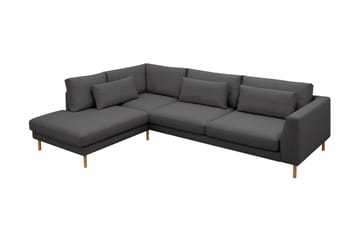 Florenz 4-seters Venstrevendt L-formet Sjeselongsofa i Stoff - Mørkegrå - Møbler - Sofaer - Sofa med sjeselong