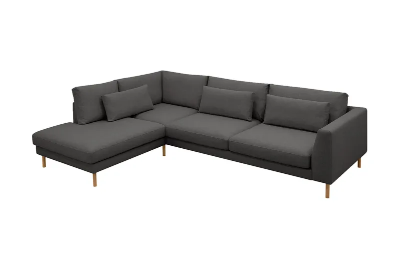 Florenz 4-seters Venstrevendt L-formet Sjeselongsofa i Stoff - Mørkegrå - Møbler - Sofaer - Sofa med sjeselong