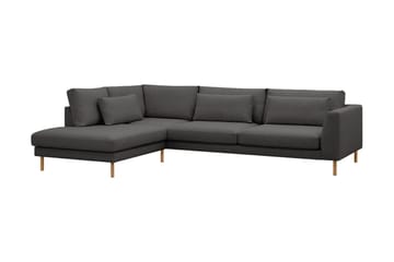 Florenz 4-seters Venstrevendt L-formet Sjeselongsofa i Stoff - Mørkegrå - Møbler - Sofaer - Sofa med sjeselong