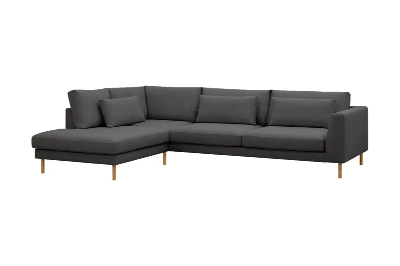 Florenz 4-seters Venstrevendt L-formet Sjeselongsofa i Stoff - Mørkegrå - Møbler - Sofaer - Sofa med sjeselong