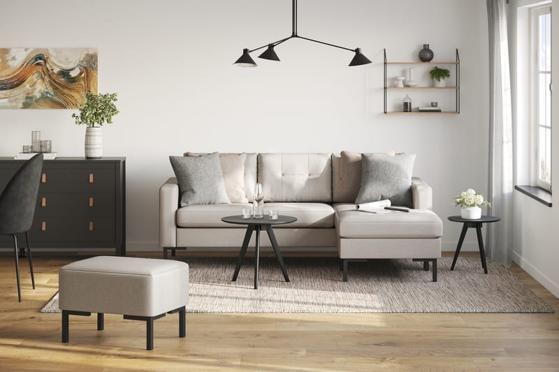 Frillestad 3-seters Høyrevendt L-formet Divansofa i Stoff - Beige - Møbler - Sofaer - Sofa med sjeselong