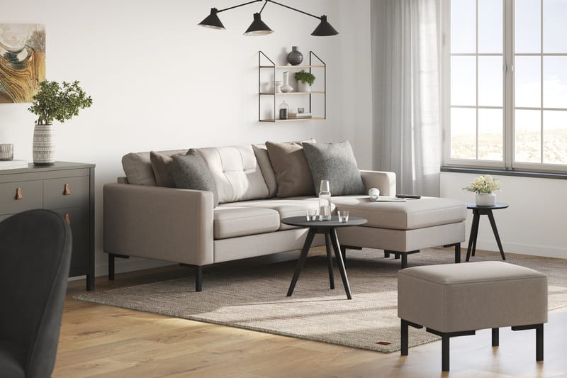 Frillestad 3-seters Høyrevendt L-formet Divansofa i Stoff - Beige - Møbler - Sofaer - Sofa med sjeselong