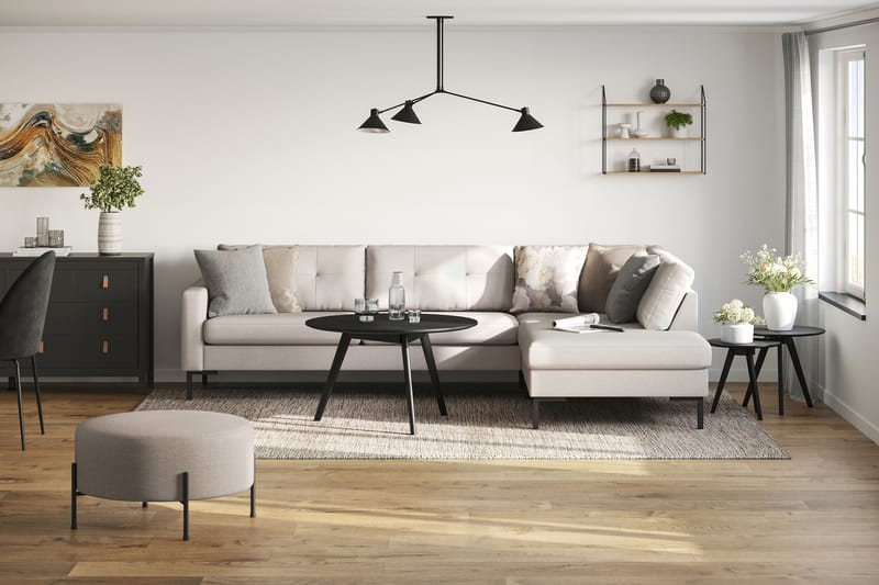 Frillestad 4-seters Høyrevendt L-formet Sjeselongsofa i Stoff - Beige - Møbler - Sofaer - Sofa med sjeselong