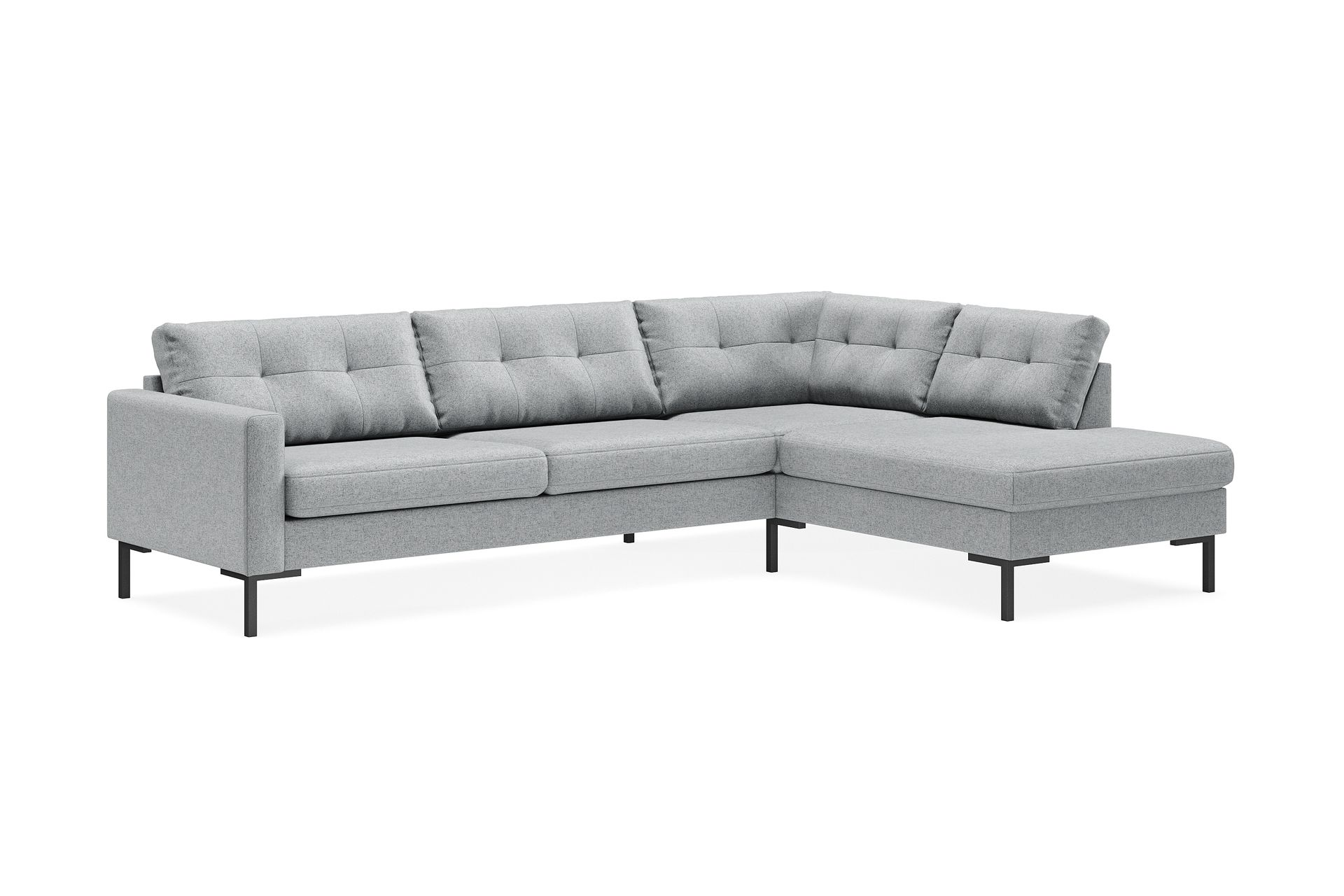 Frillestad 4-seters Høyrevendt L-formet Sjeselongsofa i Stoff - Grå - Møbler - Sofaer - Sofa med sjeselong
