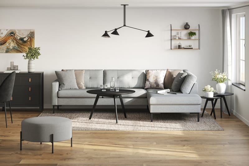 Frillestad 4-seters Høyrevendt L-formet Sjeselongsofa i Stoff - Grå - Møbler - Sofaer - Sofa med sjeselong