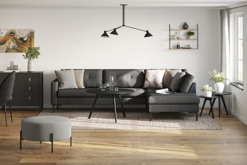 Frillestad 4-seters Høyrevendt L-formet Sjeselongsofa i Stoff - Mørk grå - Møbler - Sofaer - Sofa med sjeselong