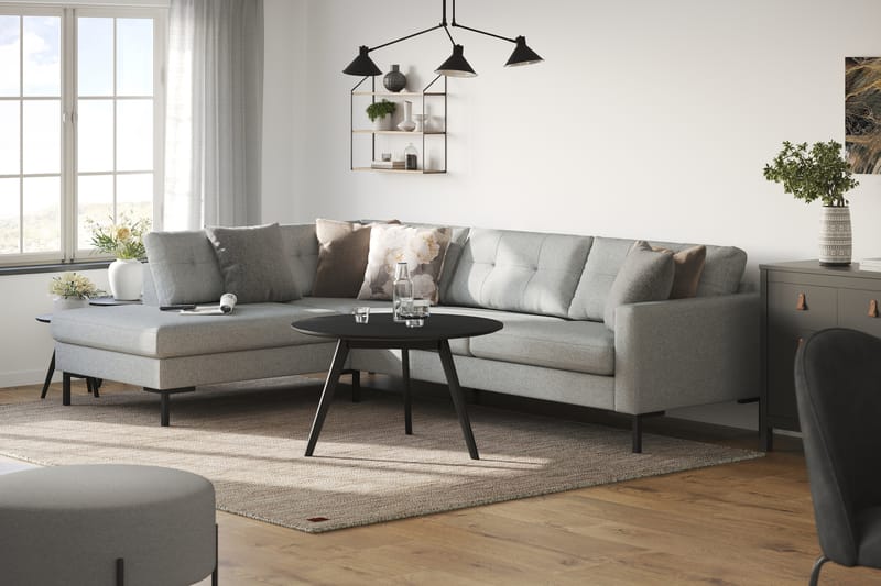 Frillestad 4-seters Venstrevendt L-formet Sjeselongsofa i Stoff - Grå - Møbler - Sofaer - Sofa med sjeselong