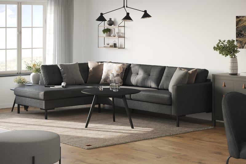 Frillestad 4-seters Venstrevendt L-formet Sjeselongsofa i Stoff - Mørk grå - Møbler - Sofaer - Sofa med sjeselong