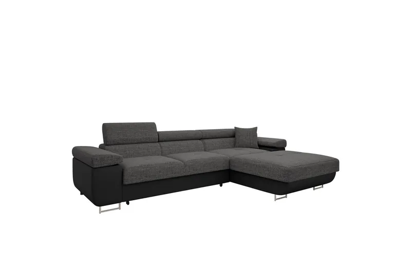 Gabina Sofa med Divan 3-seter, Grå/Svart