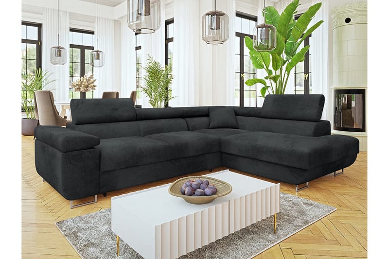 Gabina Sofa med Sjeselong 3-seter - Mørk grå - Møbler - Sofaer - Sovesofaer