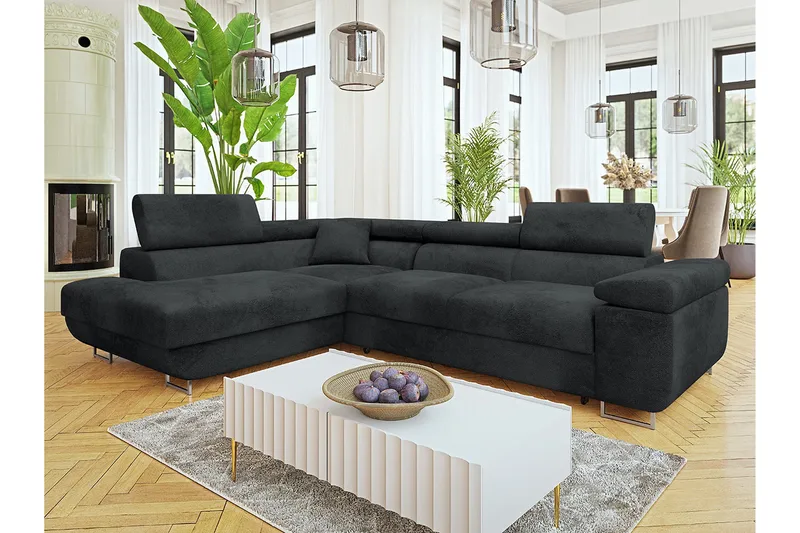 Gabina Sofa med Sjeselong 3-seter - Mørk grå - Møbler - Sofaer - Sovesofaer