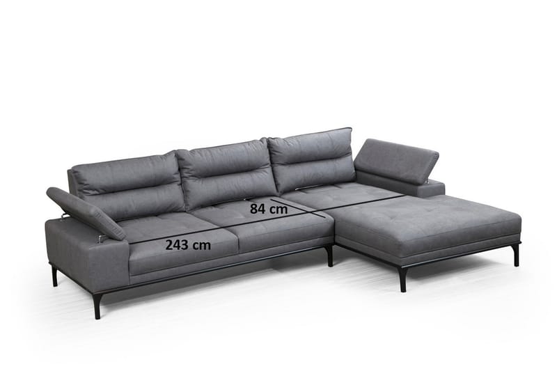 Gausinos Divansofa - Grå - Sofa med sjeselong - 4 seters sofa med divan