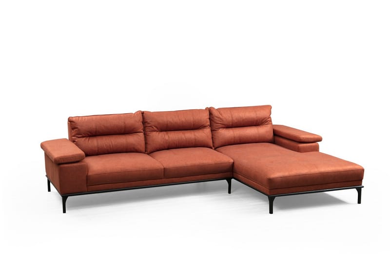 Gausinos Divansofa - Oransje - Sofa med sjeselong - 4 seters sofa med divan