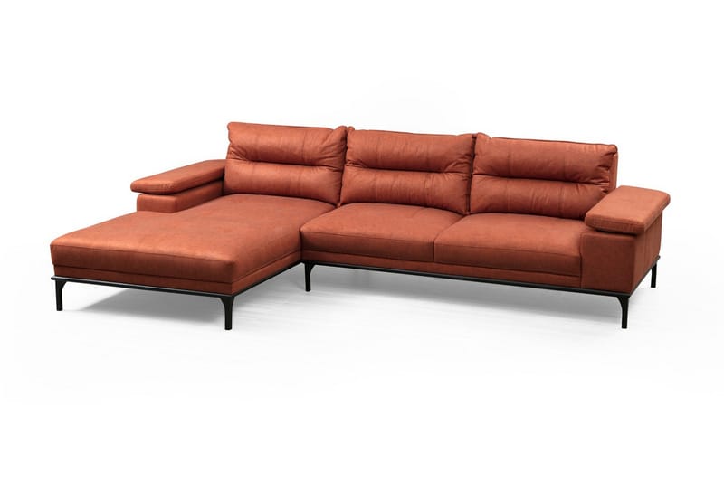 Gausinos Divansofa - Oransje - Sofa med sjeselong - 4 seters sofa med divan