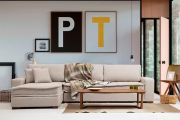 Gladfield Divansofa 3-seters - Beige - Møbler - Sofaer - Sofa med sjeselong - 3 seters sofa med divan