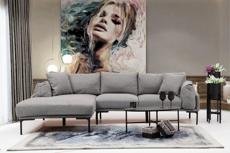 Glenure Sofa m. Divan 4-seters - Grå - Møbler - Sofaer - Sofa med sjeselong
