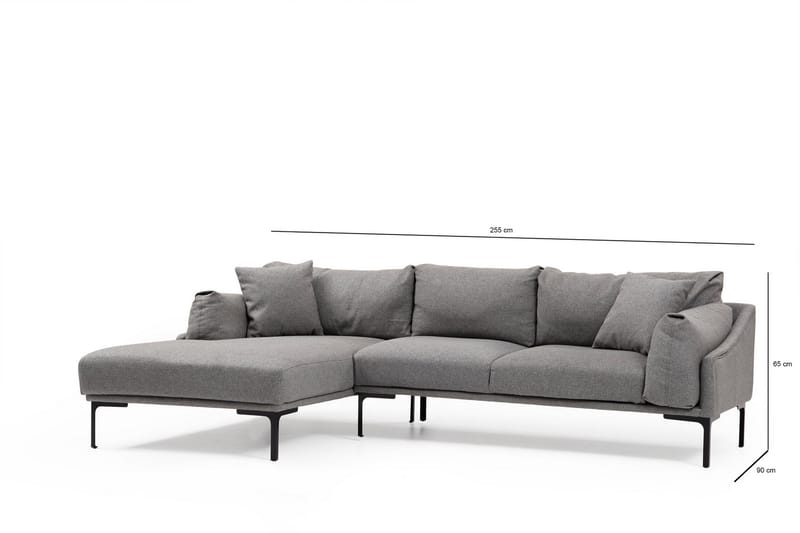 Glenure Sofa m. Divan 4-seters - Grå - Sofa med sjeselong - 4 seters sofa med divan