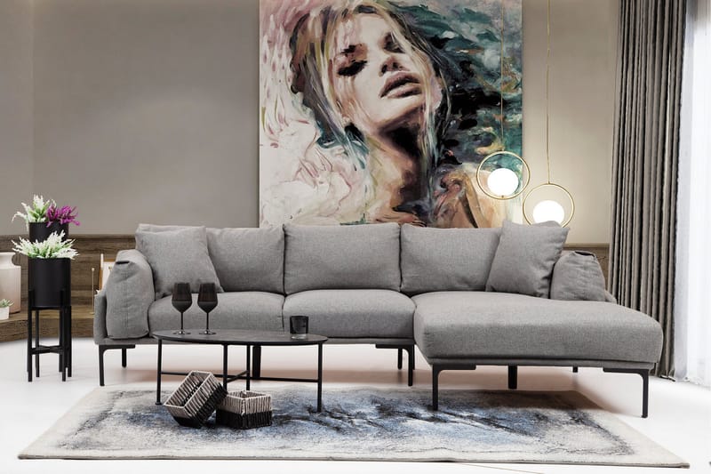 Glenure Sofa m. Divan 4-seters - Grå - Møbler - Sofaer - Sofa med sjeselong