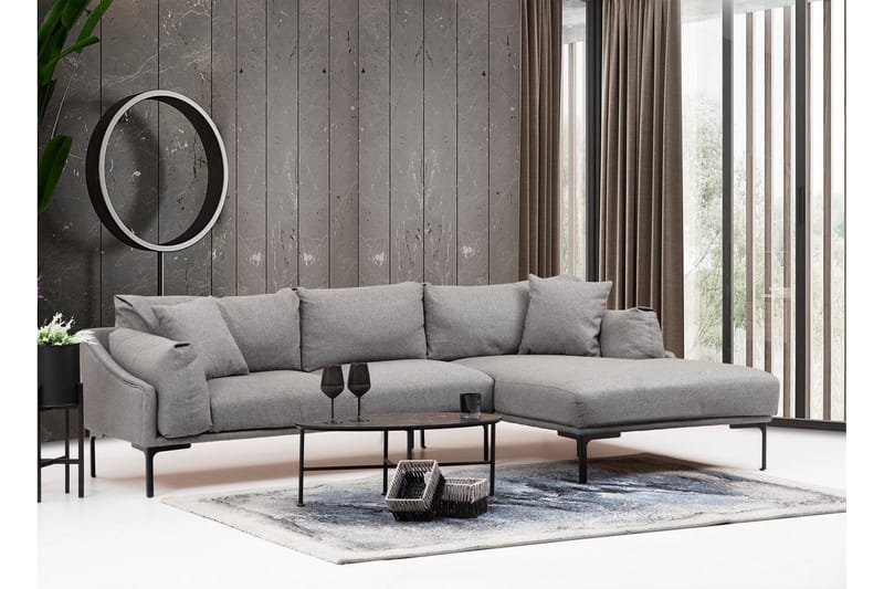 Glenure Sofa m. Divan 4-seters - Grå - Møbler - Sofaer - Sofa med sjeselong