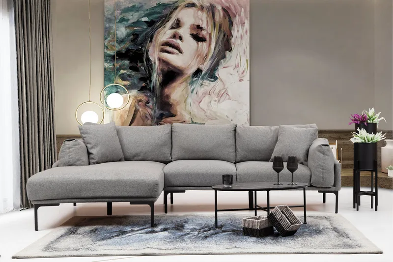 Glenure Sofa m. Divan 4-seters - Grå - Møbler - Sofaer - Sofa med sjeselong