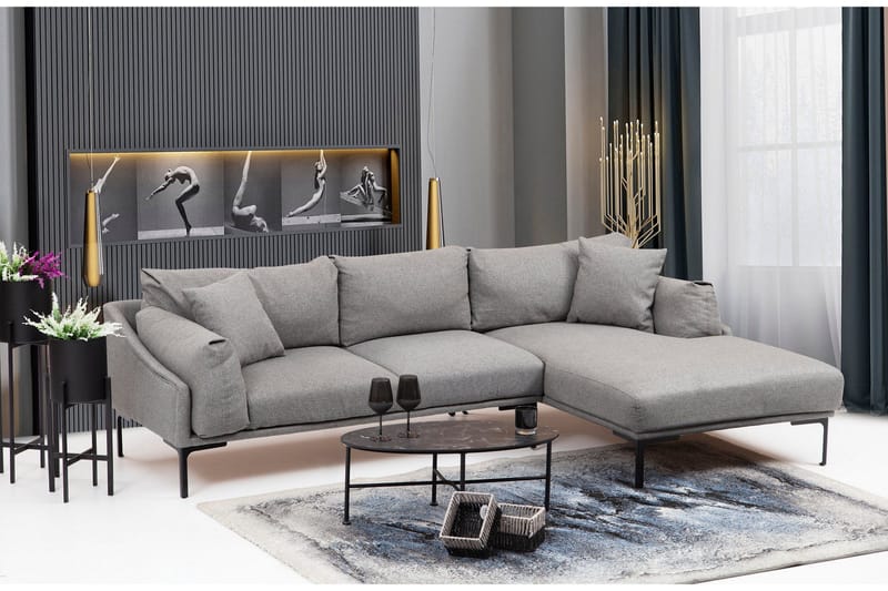 Glenure Sofa m. Divan 4-seters - Grå - Møbler - Sofaer - Sofa med sjeselong